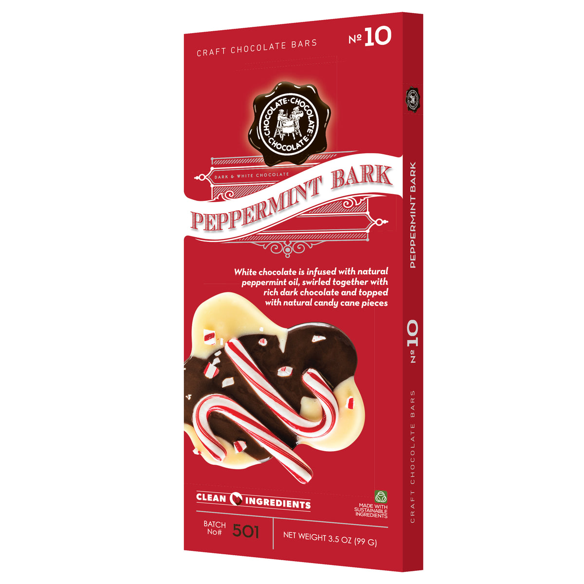 NO 10 - White/Dark Peppermint Bark Bar 3.5 OZ